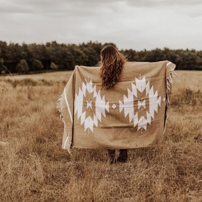 Palencia Mexican Blanket - Beige and White