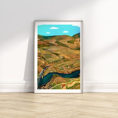 Vallée du Douro - Illustration Art Print - Taille A4 / A3