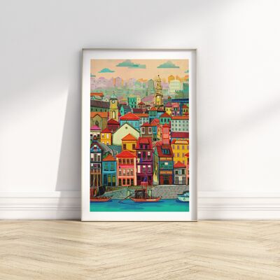 Porto - Illustration Kunstdruck - Größe A4 / A3
