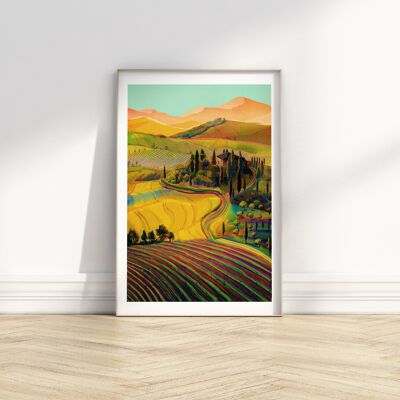 Toscana - Illustrazione Arte Stampa - Formato A4 / A3