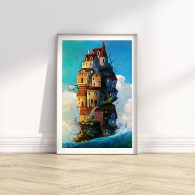 Die Insel - Illustration Kunstdruck - Größe A4 / A3