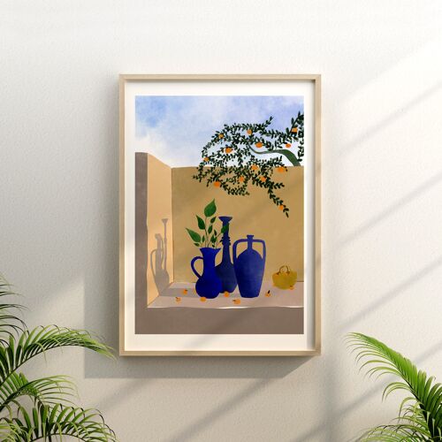 Under the Orange Tree - Illustration Art Print - Size A4 / A3