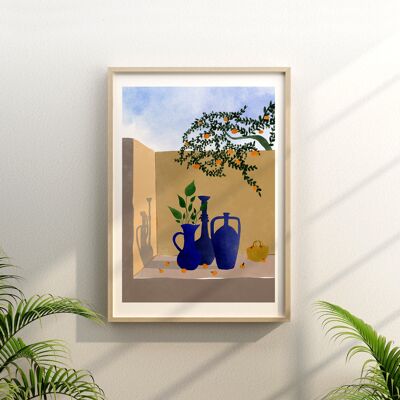 Unter dem Orangenbaum - Illustration Kunstdruck - Größe A4 / A3