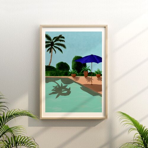 Summerday at the Pool  - Illustration Art Print - Size A4 / A3