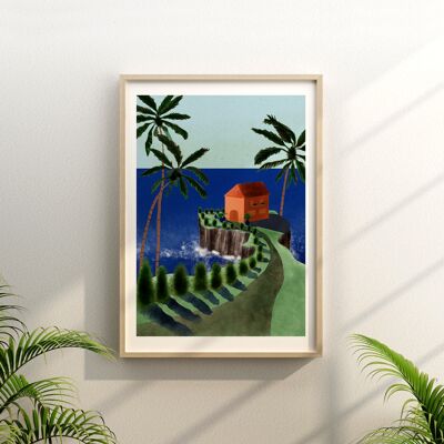 Vue sur l'océan - Illustration Art Print - Taille A4 / A3