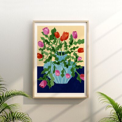 Holländische Tulpen - Illustration Kunstdruck - Größe A4 / A3