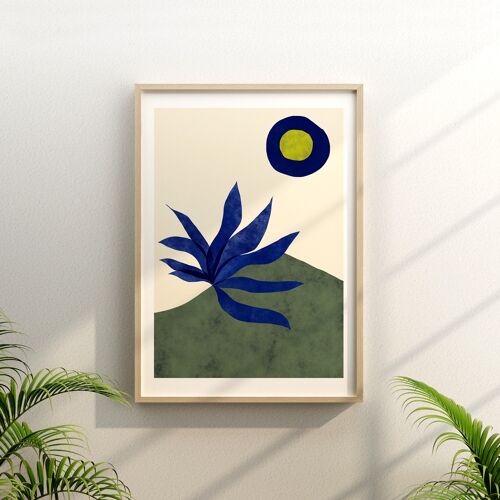 Blue on the Mountain - Illustration Art Print - Size A4 / A3