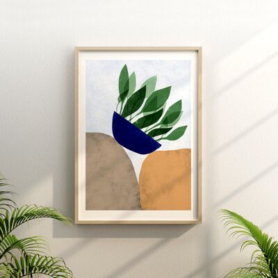 Plant Between Rocks - Illustration Art Print - Size A4 / A3