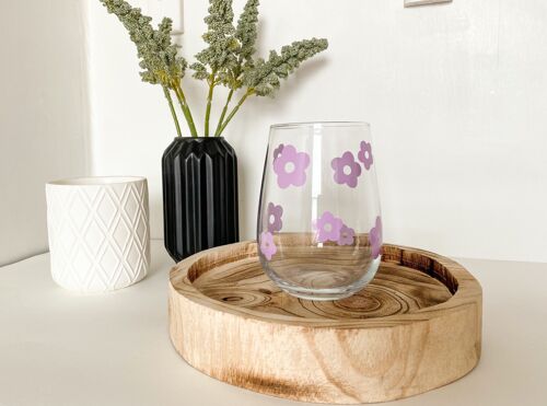 Purple Retro Flower Glass Gin Cup