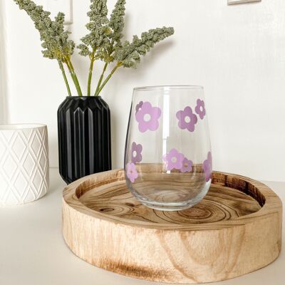 Purple Retro Flower Glass Gin Cup