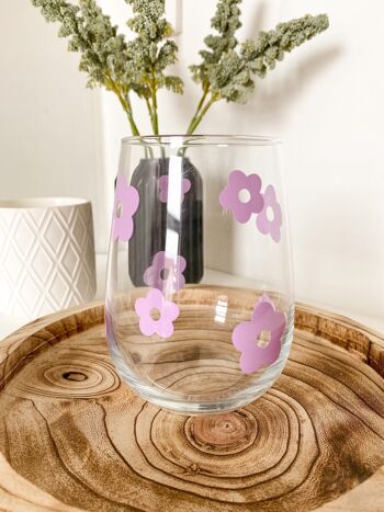 Tasse à gin en verre fleur rétro violette 3