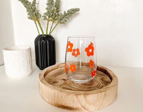 Orange Retro Flower Glass Gin Cup