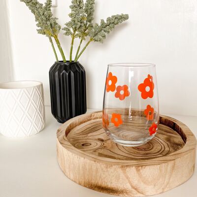 Orange Retro Flower Glass Gin Cup