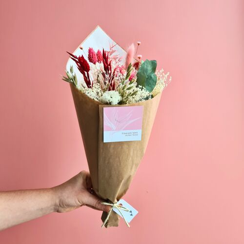Le bouquet de fleurs séchées ' Rose et Rouge' taille S