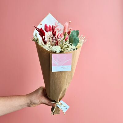 Le bouquet de fleurs séchées ' Rose et Rouge' taille S