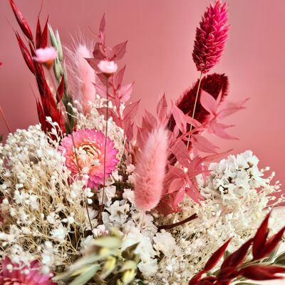 Le bouquet de fleurs séchées  'Rose et Rouge' taille L