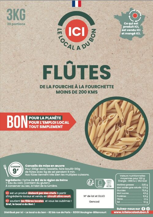 Flûtes, Blé tendre local, Sac avec poignée de 3 kg