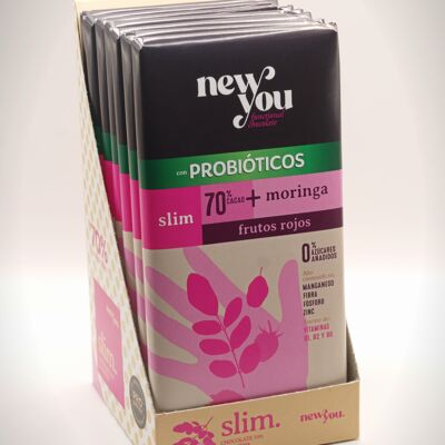 newyou.slim cioccolato funzionale con probiotici e moringa, 80gr x 10