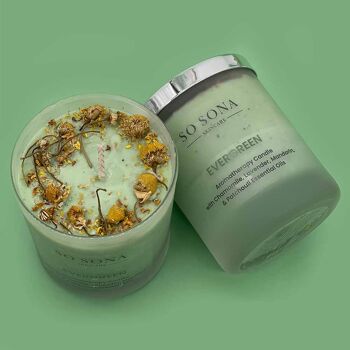 Bougie d'aromathérapie relaxante Evergreen - Camomille, Lavande, Mandarine, Patchouli 2