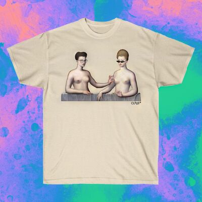 SAPPHIC T-Shirt - Grafisches LGBTQ-T-Shirt, lesbisches Paar, lustige Kunstgeschichte-Geschenke, Renaissance-Malerei, queere Mode, schwule Liebe.
