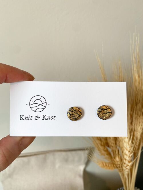 Gold and Black Stud Earrings