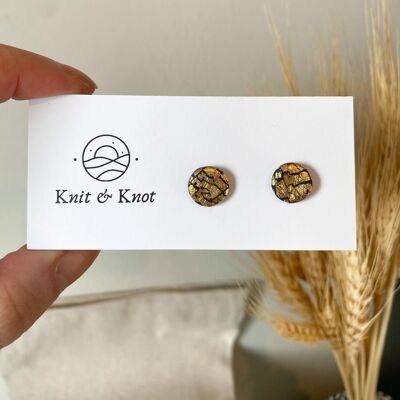 Gold and Black Stud Earrings