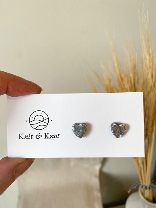 Silver and Grey Heart Earrings