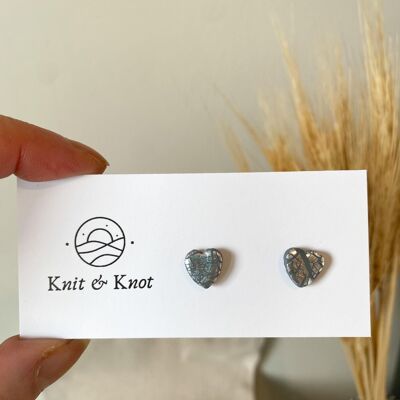 Silver and Grey Heart Earrings