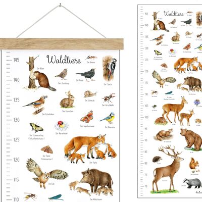 Measuring bar forest animals white 29.7 x 84 cm