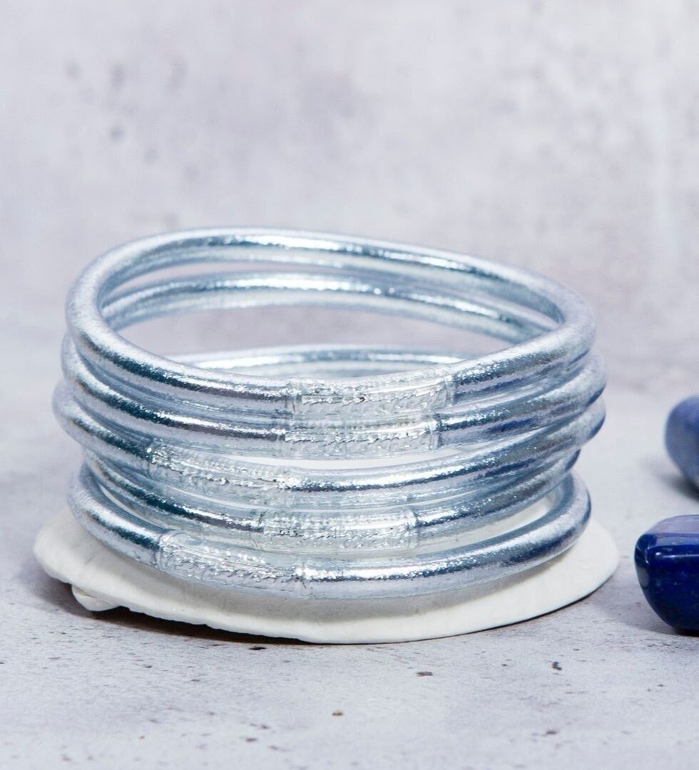 Bracciale buddista 5 mm argento - TAGLIA XL 70 mm