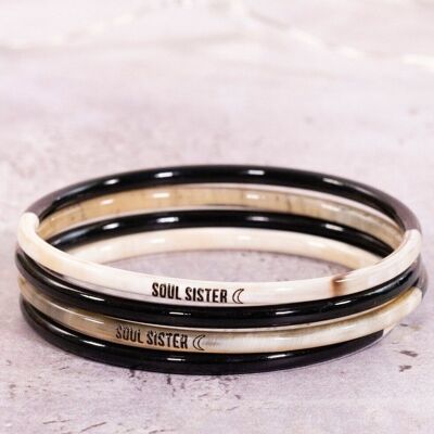 1 pulsera con mensaje "Soul Sister" - 3 mm negra