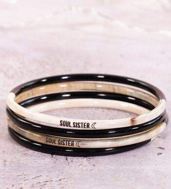1 Bracelet à message "Soul sister"- 3 mm noir