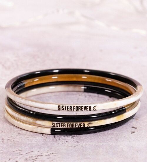 1 Bracelet à message "Sister Forever"- 3 mm noir
