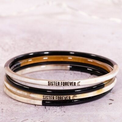 1 pulsera con mensaje "Sister Forever" - 3 mm negra