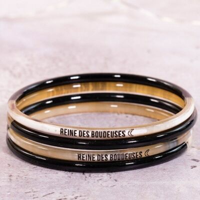 1 message bracelet "Queen of sulkers" - 3 mm black