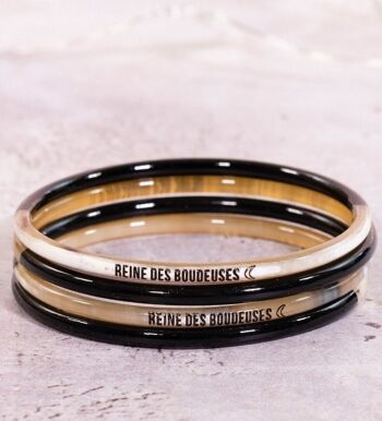 1 Bracelet à message "Reine des boudeuses"- 3 mm noir