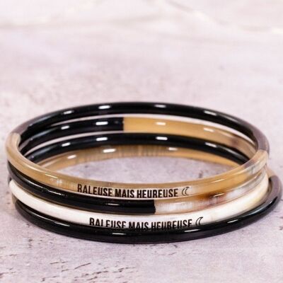 1 Bracelet à message "Raleuse mais heureuse"- 3 mm noir