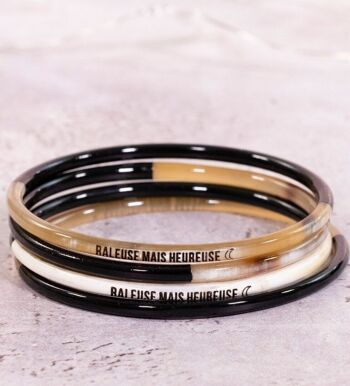1 Bracelet à message "Raleuse mais heureuse"- 3 mm noir
