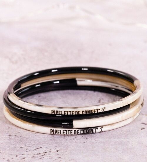 1 Bracelet à message "Pipelette de compet" - 3 mm noir