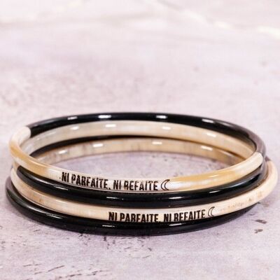 1 "Neither perfect nor redone" message bracelet - 3 mm black