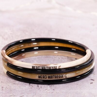 1 Bracelet à message "Merci Maitresse"- 3 mm noir