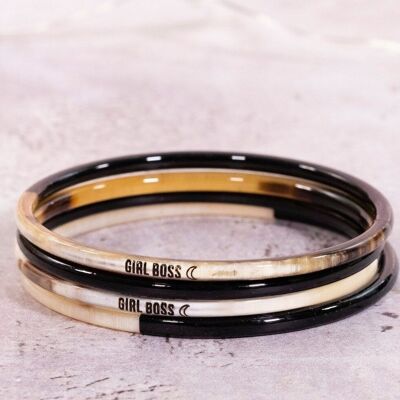 1 braccialetto messaggio "GIRL BOSS" - 3 mm nero