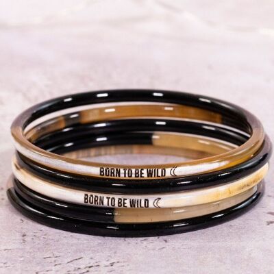 1 Bracelet à message "Born to be wild"- 3 mm noir