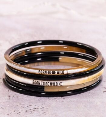 1 Bracelet à message "Born to be wild"- 3 mm noir