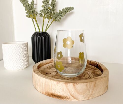 Gold Retro Flower Glass Gin Cup
