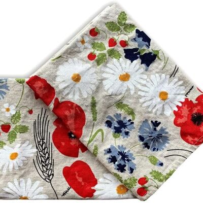 JOWOLLINA set of 2 gourmet tea towels 44x68 cm half linen stonewashed printed meadow flower red