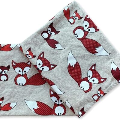 JOWOLLINA set of 2 gourmet tea towels 44x68 cm half linen stonewashed printed fox red