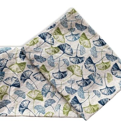 JOWOLLINA set of 2 gourmet tea towels 44x68 cm half linen stonewashed printed ginkgo blue