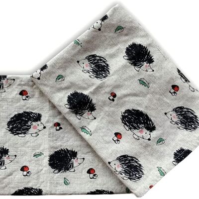 JOWOLLINA set of 2 gourmet tea towels 44x68 cm half linen stonewashed printed hedgehog grey