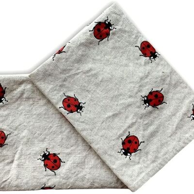JOWOLLINA set of 2 gourmet tea towels 44x68 cm half linen stonewashed printed ladybird red